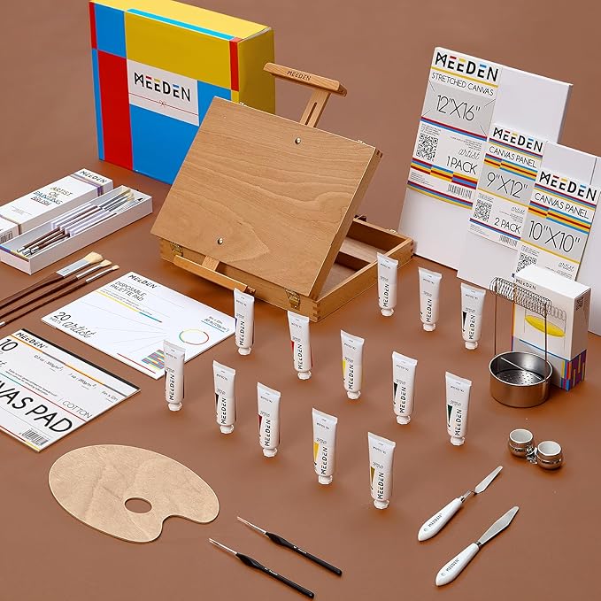 MEEDEN Oil Painting Kit, Painting Sets with Sketch Easel Box