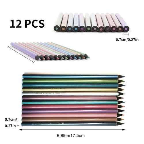 12 Color Metallic Colored Pencils Drawing Sketching Pencil Set Colour Pencil For Profession Art Supplies Coloring School Pencil