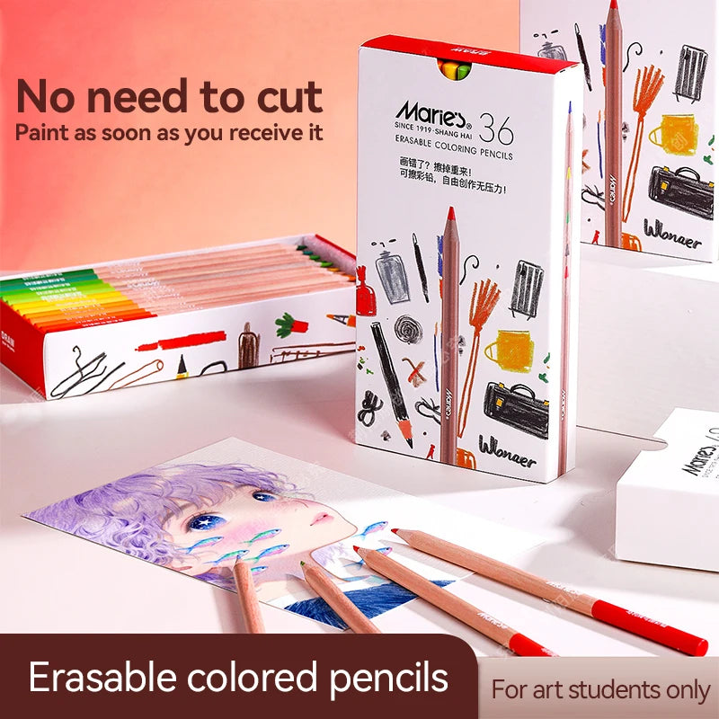 Erasable Colored Pencils Set 24/36/48 Colors Drawing Colored Pencil Hand-Painted Sketch Pen For Coloring Drawing Art Supplies