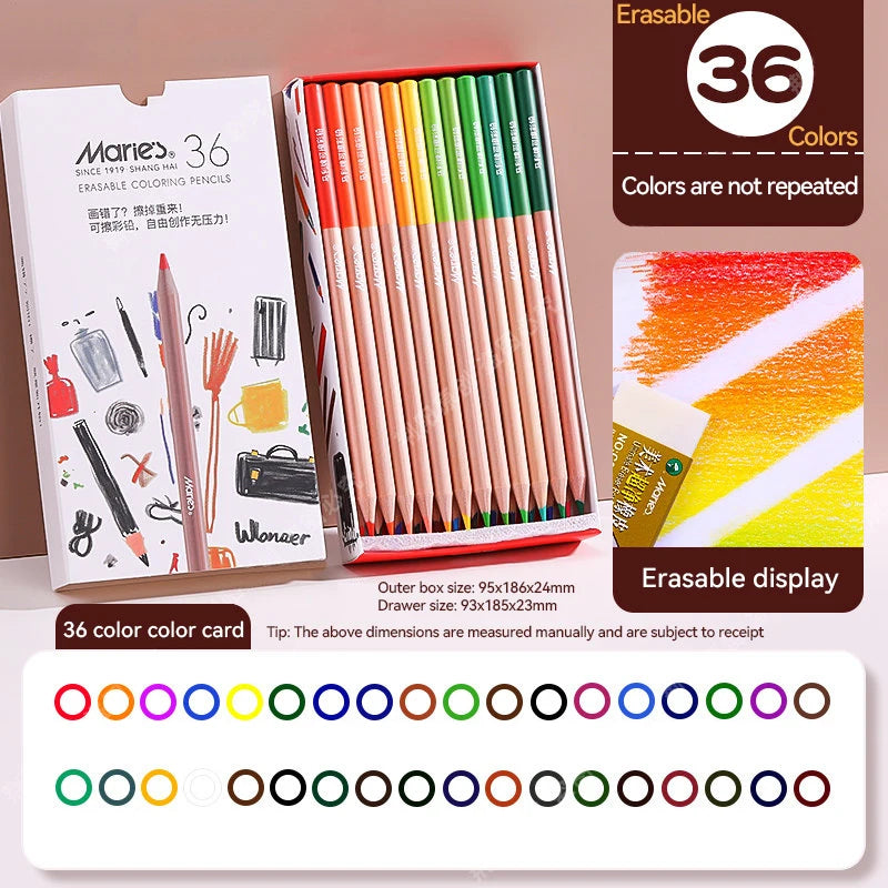 Erasable Colored Pencils Set 24/36/48 Colors Drawing Colored Pencil Hand-Painted Sketch Pen For Coloring Drawing Art Supplies