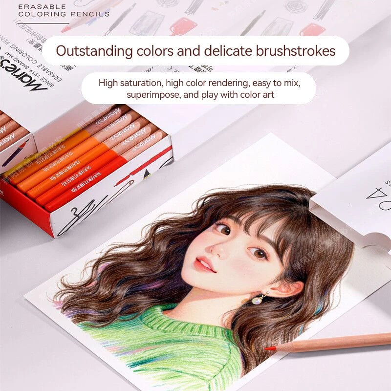 Erasable Colored Pencils Set 24/36/48 Colors Drawing Colored Pencil Hand-Painted Sketch Pen For Coloring Drawing Art Supplies