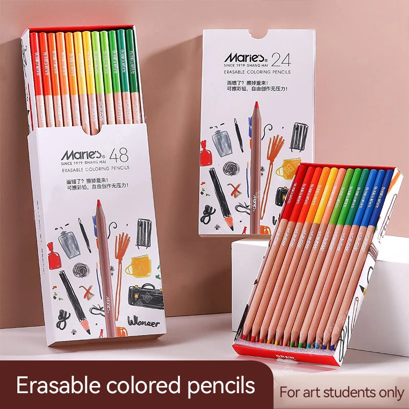 Erasable Colored Pencils Set 24/36/48 Colors Drawing Colored Pencil Hand-Painted Sketch Pen For Coloring Drawing Art Supplies