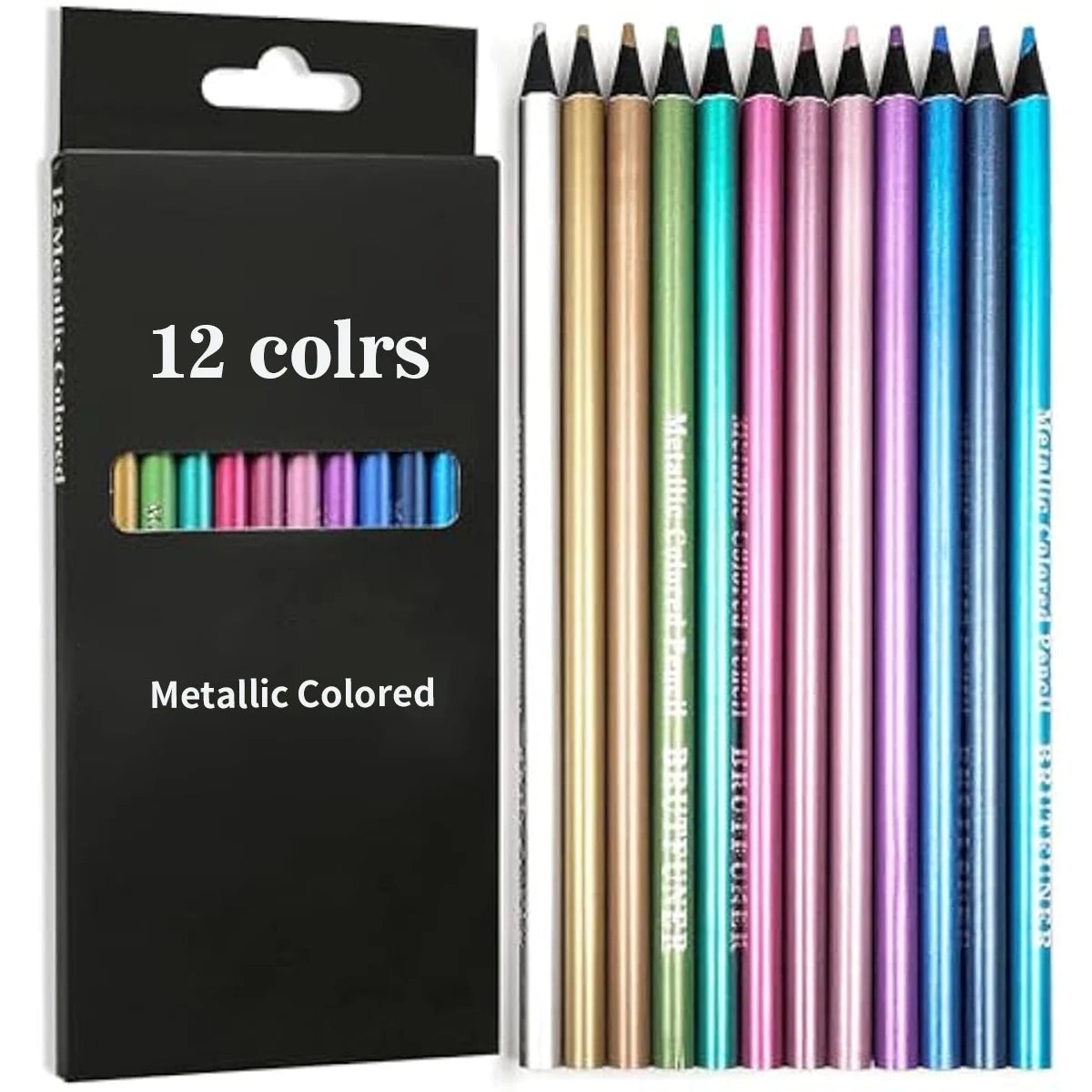 12 Color Metallic Colored Pencils Drawing Sketching Pencil Set Colour Pencil For Profession Art Supplies Coloring School Pencil