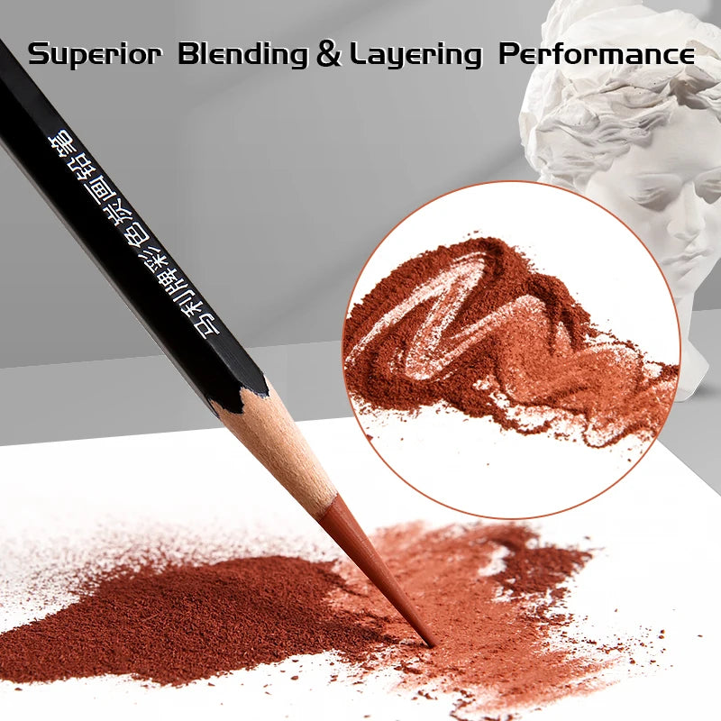 10pcs Marie's Professional Colored Charcoal Pencils Set,Skin Tone Color for Sketching, Shading, Blending,for Adults & Artists